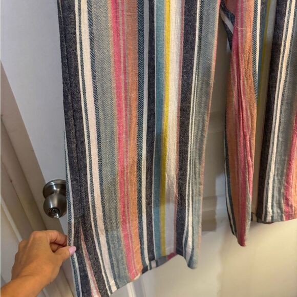 Indigo Rein Striped Linen Blend Wide-Leg Pants Sz L - Picture 3 of 4